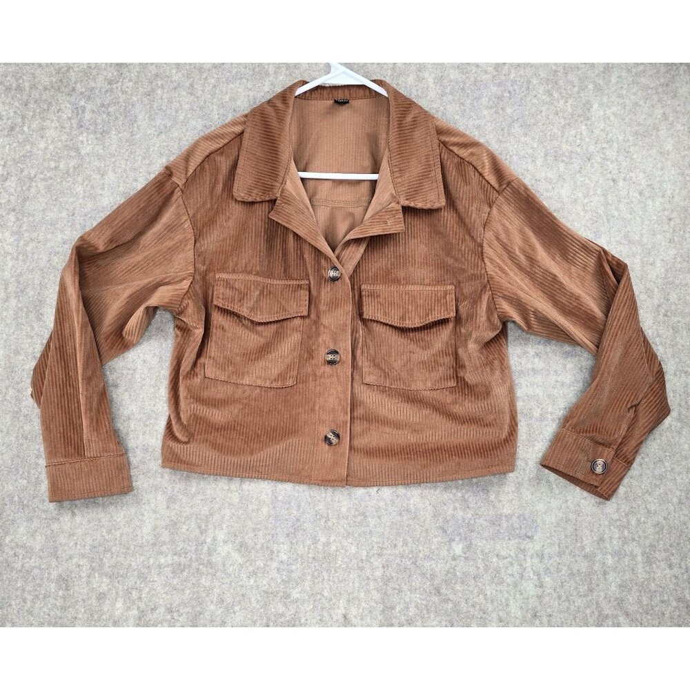 Emery Rose Corduroy Button-Up Jacket M Brown Long Sleeve Button Cuffs